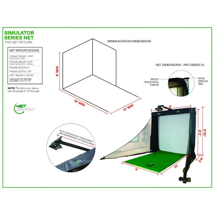 The Net Return - Simulator Series 8' Golf Enclosure Package